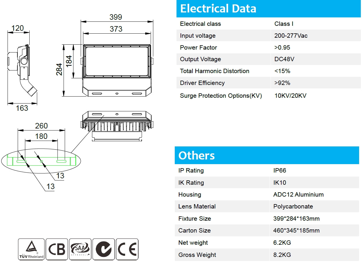 Flood Light 250W 150-160lm/w Sosen 5000K Non-dimmable