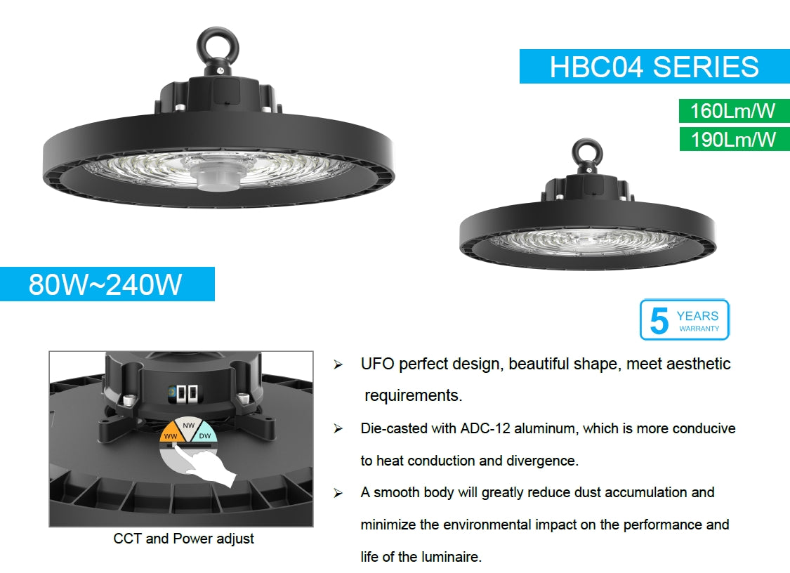 Indoor High Bay 100W 160lm/w EVB 5000K Non-dimmable IP65