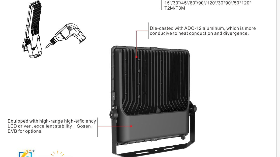 200W 140lm/w EVB 5000K LED floodlight Non-dimmable