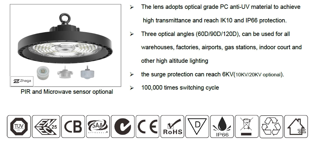 Indoor High Bay 150W 160lm/w EVB 5000K Non-dimmable IP65