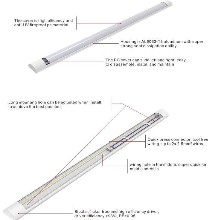 Linear Light 60W 5ft 120lm/w 4000K Non-dimmable