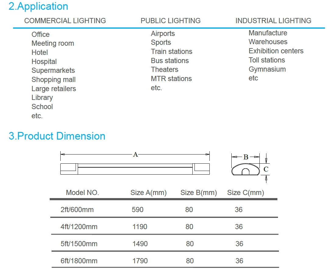 Linear Batten Light 40W 4ft 100lm/w 4000K Non-dimmable