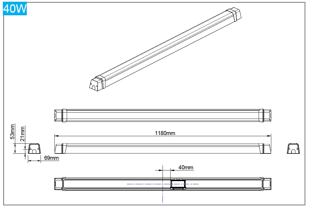 Linear Tri-proof Light 40W 110lm/w 5000K Non-dimmable IP66