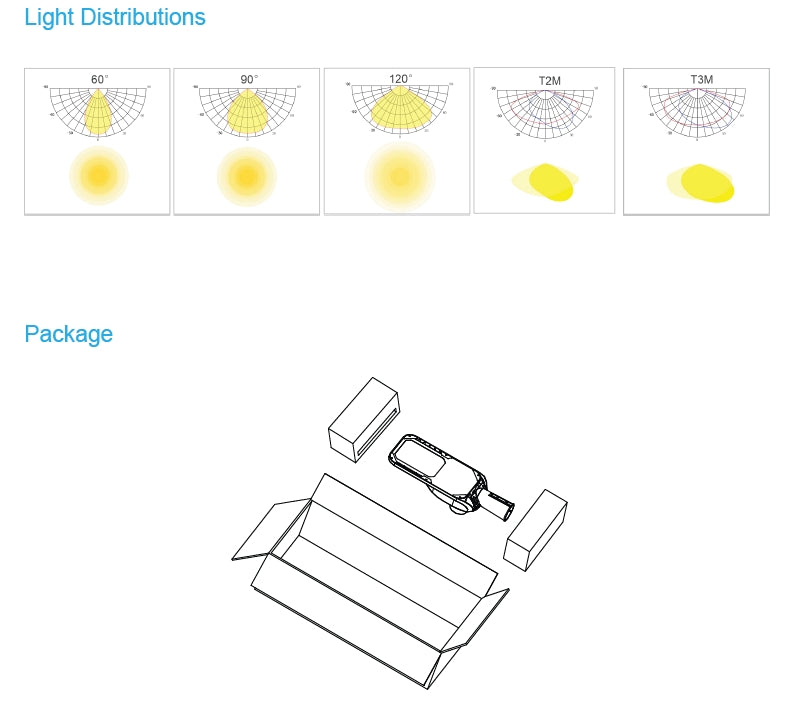 Street Light 100W 130-140lm/w 5000K Non-dimmable IP66 10KV SPD