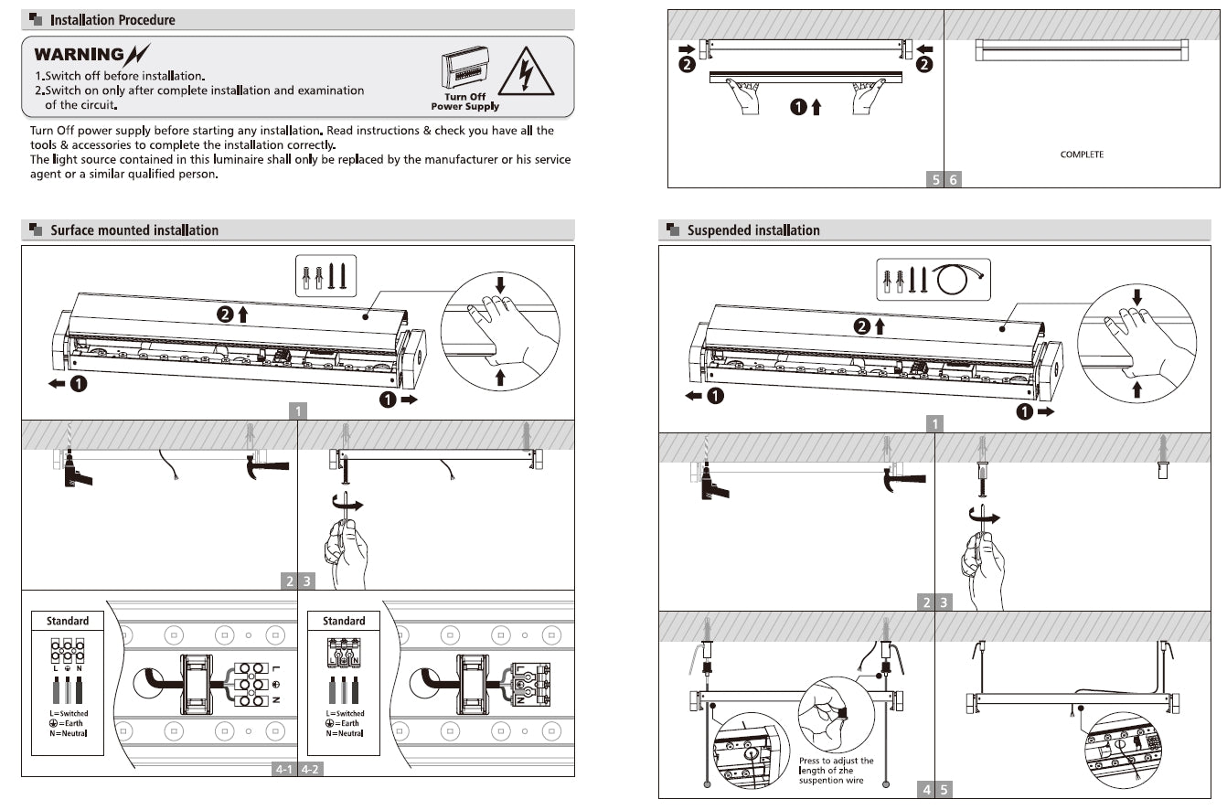 124mm width LED Batten light CCT 38W