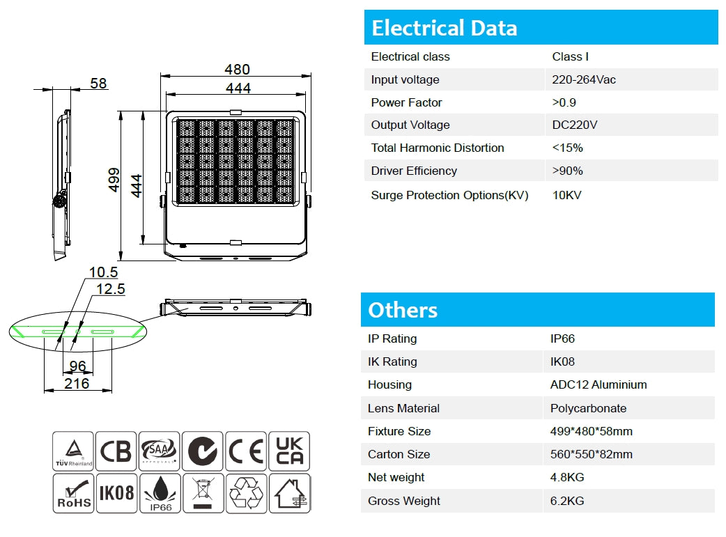 400W 110lm/w DOB 5000K LED floodlight Non-dimmable