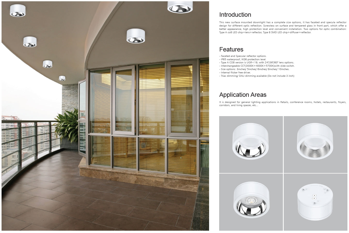 IP65 IK06 Surface mounted downlight CCT 25W