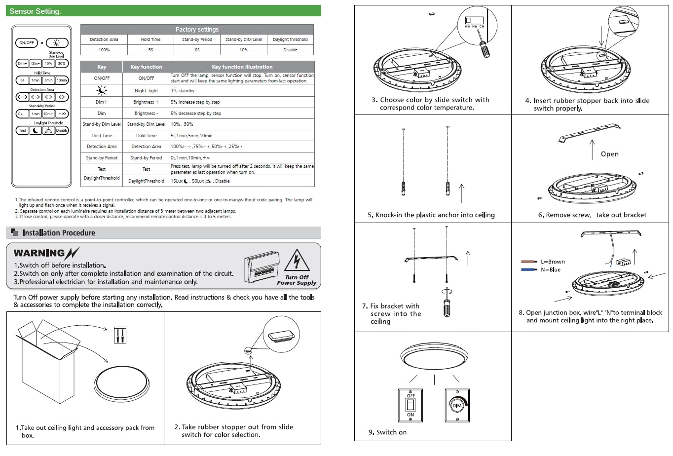 ultra thin ceiling light CCT 16W