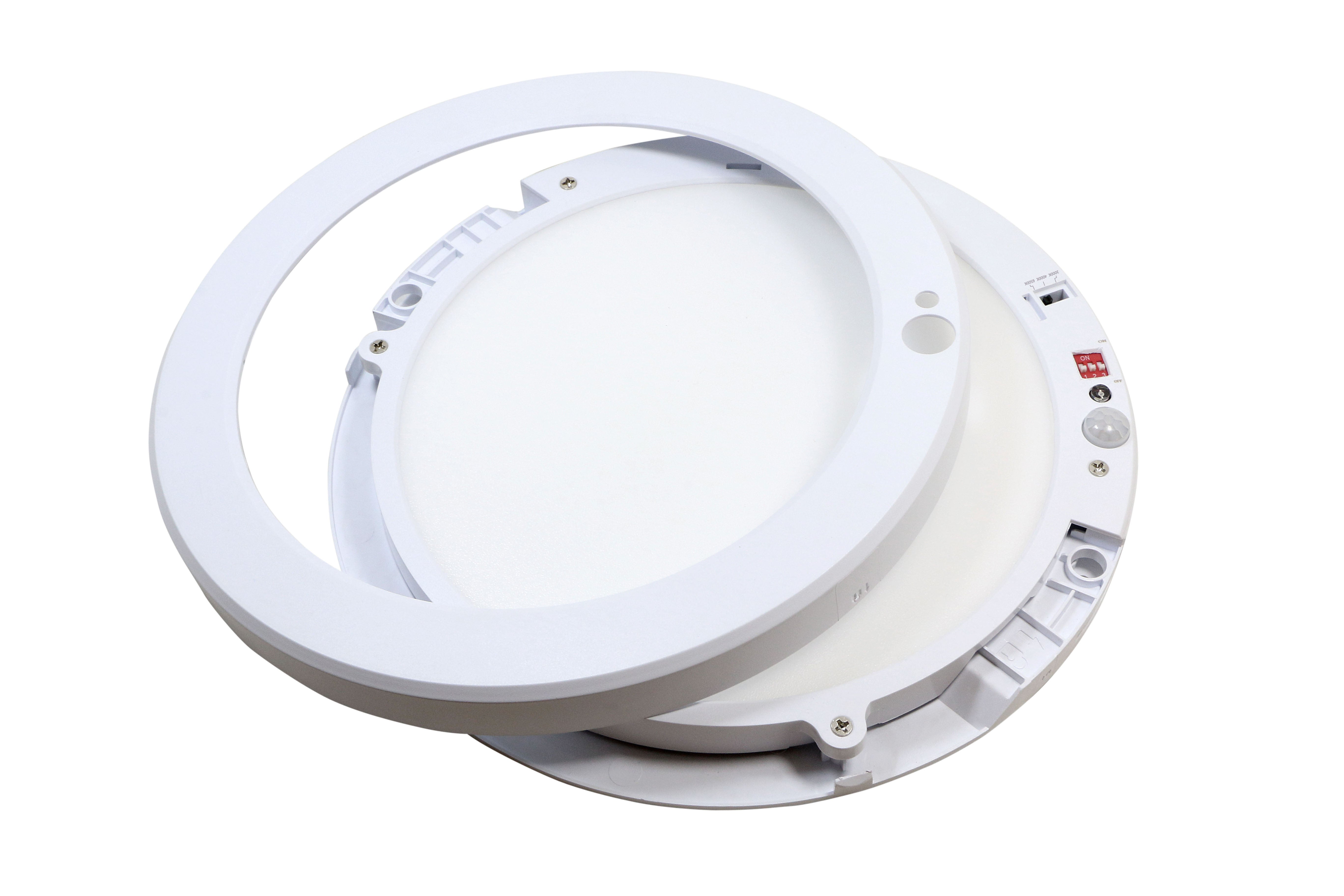 18W LED Ceiling Light, PIR sensor + photocell sensor, tri-colors (3000K, 4000K, 5700K), 220mm Diameter - 1440 Lumens